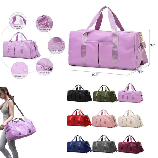Sports Gym Bag with a Shoe Compartment  -Pink