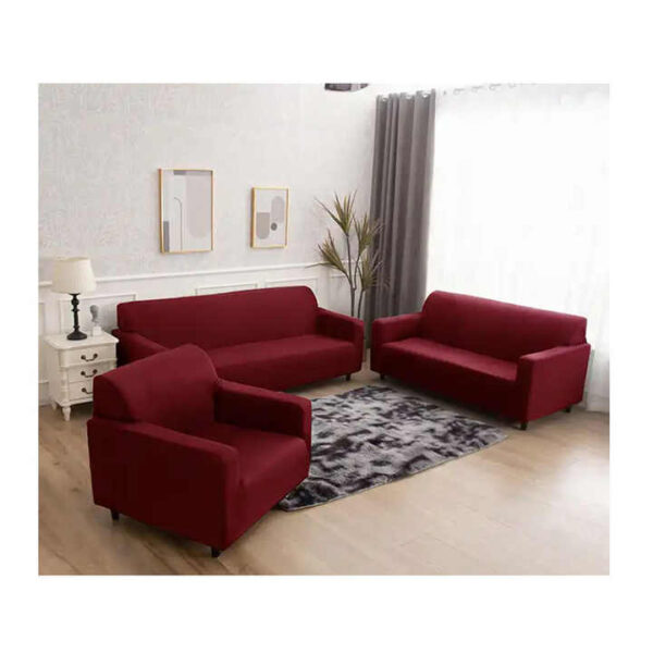 3 + 2 + 1 Elastic Sofa Seat Cover Set - Maroon