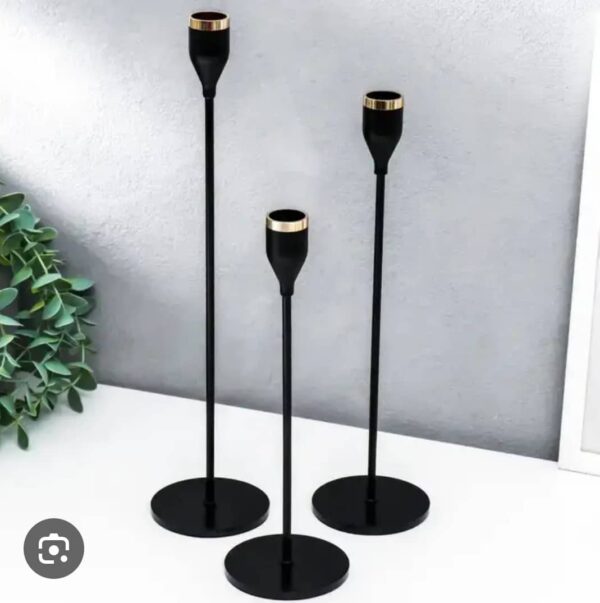 Taper Candle Holders Black Candlestick Set of 3 Candle Stick
