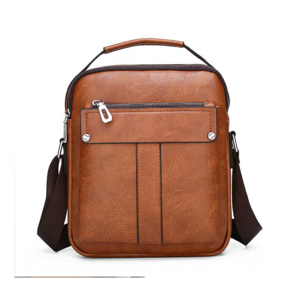 Men's Faux Leather Shoulder Bag Long Wallet Crossbody Bag Men's Bag - Black/Brown
